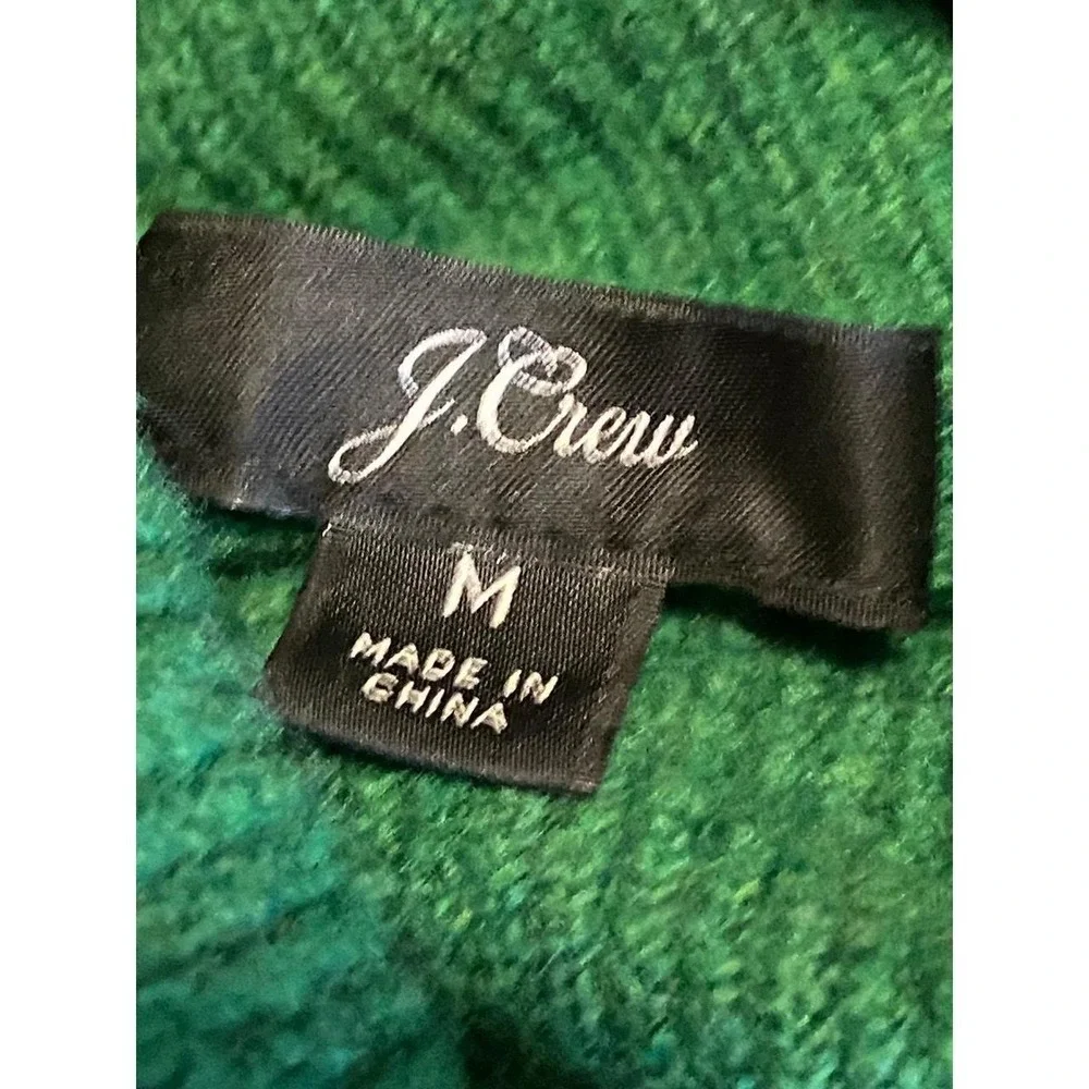 J Crew Sweater Medium Alpaca Merino Wool Oversized Green Lagen Turtleneck sku52